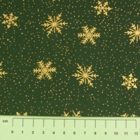 Fat Quarter - P215 Christmas - Gold Snowflake - Green